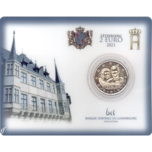 Moneda de 2 Euros Conmemorativos de Luxemburgo 2021 - 40 Aniversario de la Boda del Gran Duque Enrique y la Gran Duquesa María Teresa - Coincard - Foto 1