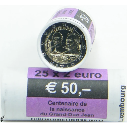 Moneda de 2 Euros Conmemorativos de Luxemburgo 2021 - Gran Duque Juan - Rollo Grabado - Foto 1
