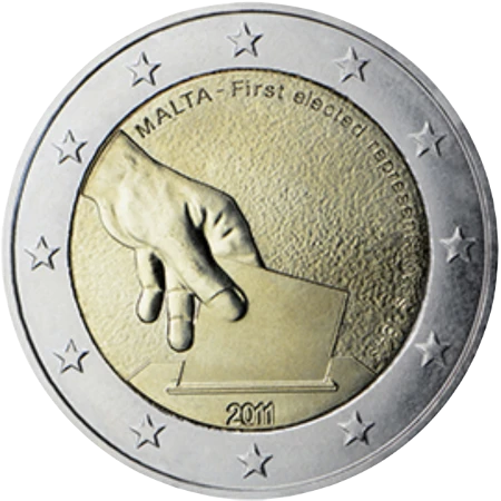 Moneda de 2 Euros Conmemorativos de Malta 2011 - Primera Elección de Representantes en 1849