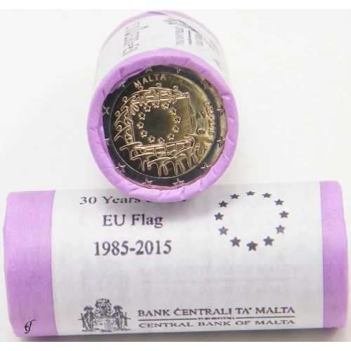 Moneda de 2 Euros Conmemorativos de Malta 2015 - 30 Aniversario de la Bandera de la Unión Europea - Rollo - Foto 1