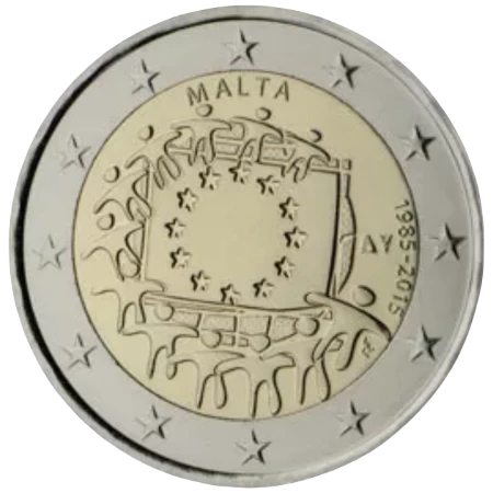 Moneda de 2 Euros Conmemorativos de Malta 2015 - 30 Aniversario de la Bandera de la Unión Europea