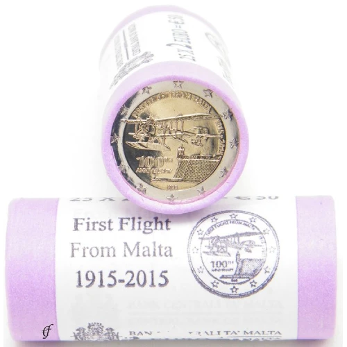 Moneda de 2 Euros Conmemorativos de Malta 2015 - Primer Vuelo desde Malta - Rollo - Foto 1