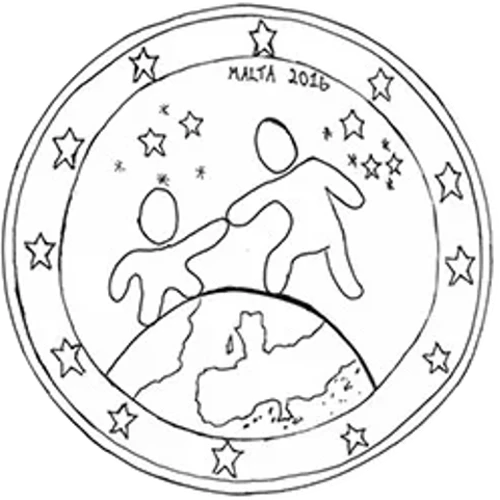 Moneda de 2 Euros Conmemorativos de Malta 2016 - Solidaridad a Través del Amor - Propuesta No Ganadora 3