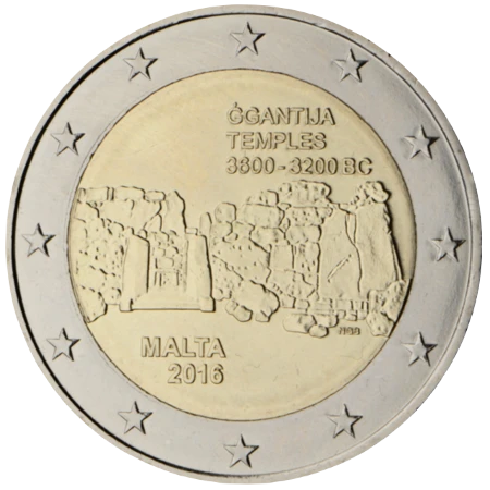Moneda de 2 Euros Conmemorativos de Malta 2016 - Templos de Ġgantija