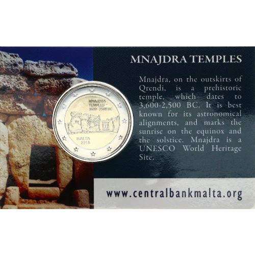 Moneda de 2 Euros Conmemorativos de Malta 2018 - Templos de Mnajdra - Coincard - Foto 1