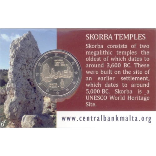 Moneda de 2 Euros Conmemorativos de Malta 2020 - Templos de Skorba - Coincard - Foto 1