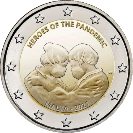 Moneda de 2 Euros Conmemorativos de Malta 2021 - Héroes de la Pandemia