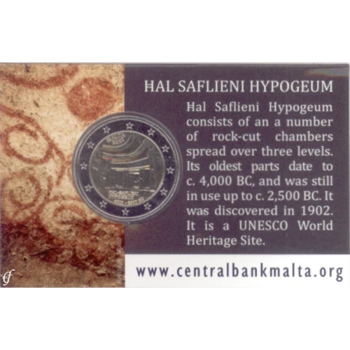 Moneda de 2 Euros Conmemorativos de Malta 2022 - Hipogeo de Hal Saflieni - Coincard - Foto 1