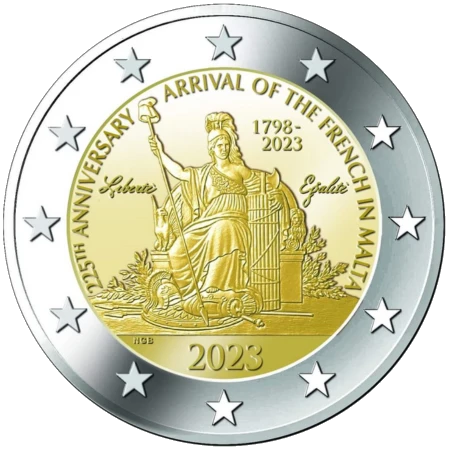 Moneda de 2 Euros Conmemorativos de Malta 2023 - Llegada de los Franceses a Malta en 1798