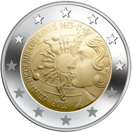 Moneda de 2 Euros Conmemorativos de Malta 2023 - Nicolás Copérnico