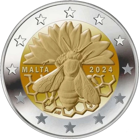Moneda de 2 Euros Conmemorativos de Malta 2024 - Abeja Melífera