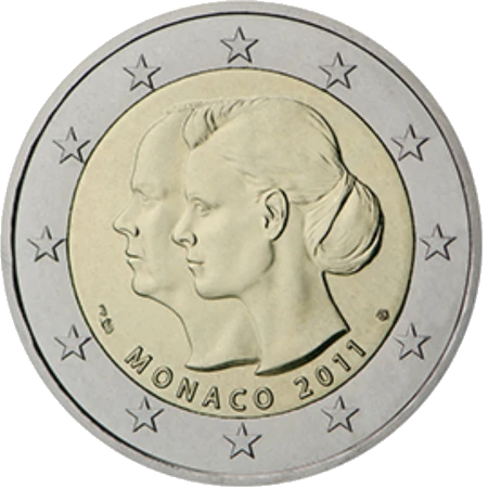 Moneda de 2 Euros Conmemorativos de Mónaco 2011 - Boda del Príncipe Alberto II y Charlene