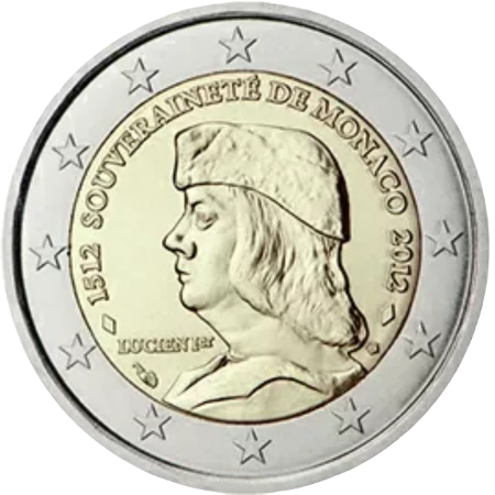 Moneda de 2 Euros Conmemorativos de Mónaco 2012 - 500 Aniversario de la Soberanía de Mónaco