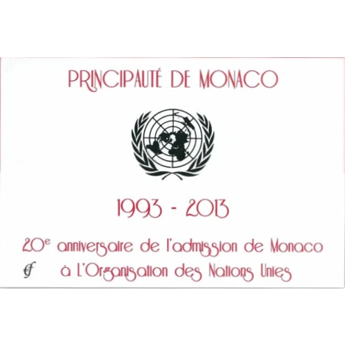 Moneda de 2 Euros Conmemorativos de Mónaco 2013 - 20 Aniversario de la Adhesión de Mónaco en la Organización de Naciones Unidas - Conjunto Filatélico - Foto 1