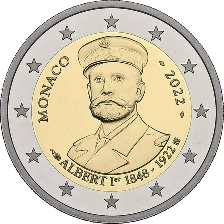 Moneda de 2 Euros Conmemorativos de Mónaco 2022 - Príncipe Alberto I