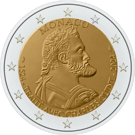 Moneda de 2 Euros Conmemorativos de Mónaco 2024 - Tratado con Carlos V