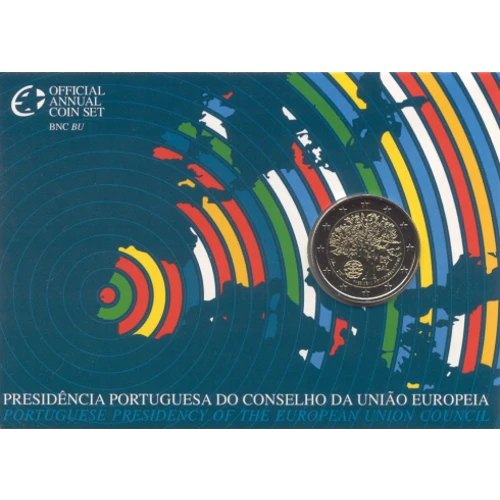 Moneda de 2 Euros Conmemorativos de Portugal 2007 - Presidencia Portuguesa del Consejo de la Unión Europea - Coincard Flor de Cuño - Foto 1