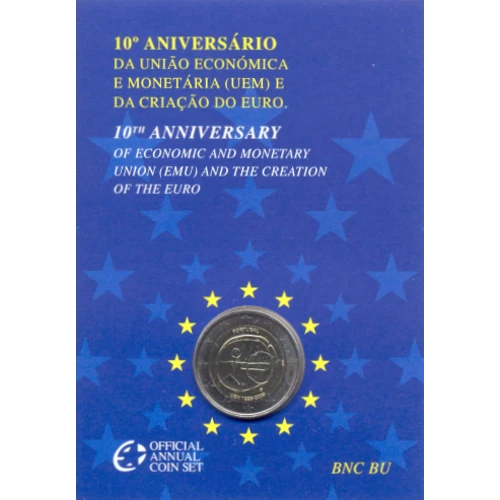 Moneda de 2 Euros Conmemorativos de Portugal 2009 - Unión Económica y Monetaria - Coincard Flor de Cuño - Foto 1
