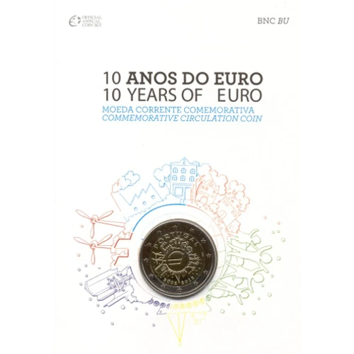 Moneda de 2 Euros Conmemorativos de Portugal 2012 - 10 Aniversario de las Monedas y Billetes de Euro - Coincard Flor de Cuño - Foto 1