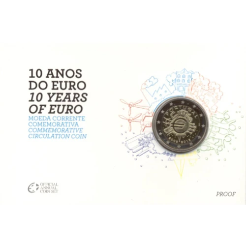 Moneda de 2 Euros Conmemorativos de Portugal 2012 - 10 Aniversario de las Monedas y Billetes de Euro - Coincard Proof - Foto 1