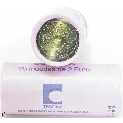 Moneda de 2 Euros Conmemorativos de Portugal 2012 - 10 Aniversario de las Monedas y Billetes de Euro - Rollo - Foto 1