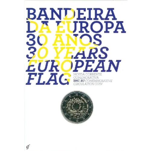 Moneda de 2 Euros Conmemorativos de Portugal 2015 - 30 Aniversario de la Bandera de la Unión Europea - Coincard Flor de Cuño - Foto 1