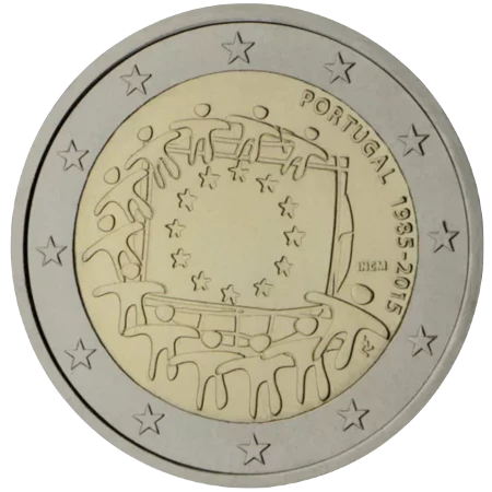 Moneda de 2 Euros Conmemorativos de Portugal 2015 - 30 Aniversario de la Bandera de la Unión Europea