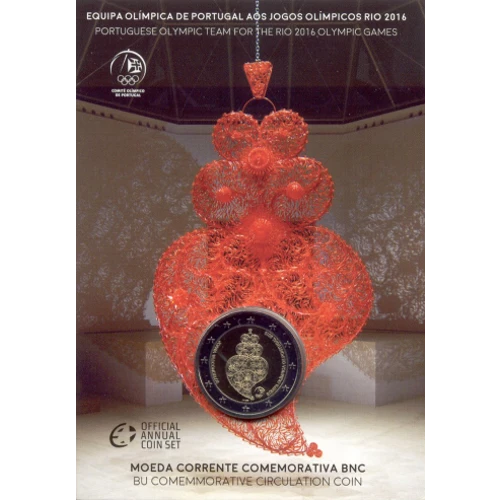 Moneda de 2 Euros Conmemorativos de Portugal 2016 - Equipo Portugués en los Juegos Olímpicos de Río 2016 - Coincard Flor de Cuño - Foto 1