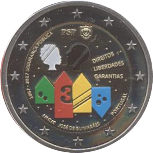 Moneda de 2 Euros Conmemorativos de Portugal 2017 - Polícia de Segurança Pública - Variante Coloreada