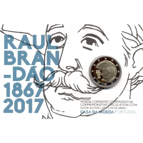 Moneda de 2 Euros Conmemorativos de Portugal 2017 - Raul Brandão - Coincard Proof - Foto 1