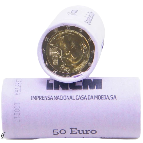 Moneda de 2 Euros Conmemorativos de Portugal 2017 - Raul Brandão - Rollo - Foto 1
