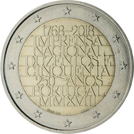 Moneda de 2 Euros Conmemorativos de Portugal 2018 - Imprensa Nacional