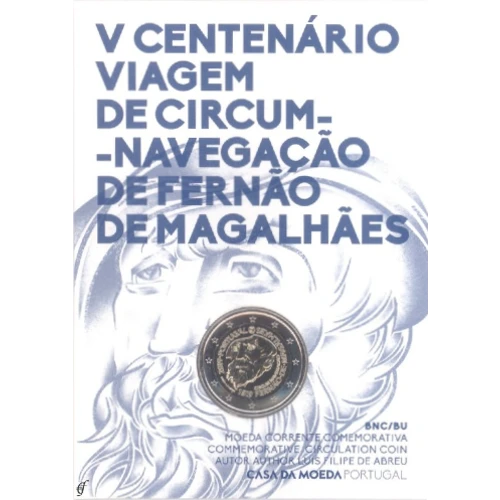 Moneda de 2 Euros Conmemorativos de Portugal 2019 - Circunnavegación de Fernando de Magallanes - Coincard Flor de Cuño - Foto 1
