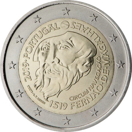 Moneda de 2 Euros Conmemorativos de Portugal 2019 - Circunnavegación de Fernando de Magallanes
