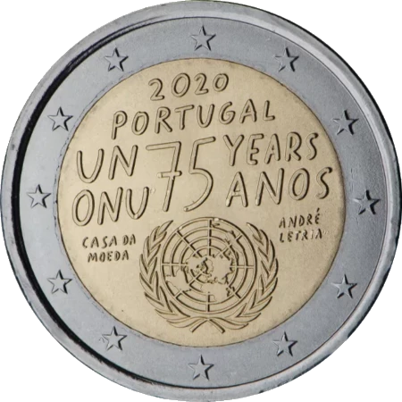 Moneda de 2 Euros Conmemorativos de Portugal 2020 - 75 Aniversario de la ONU