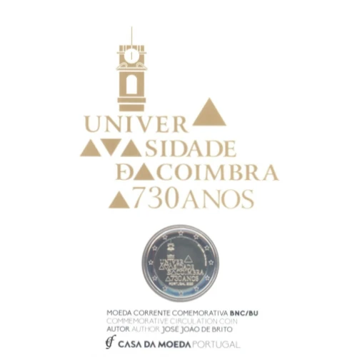 Moneda de 2 Euros Conmemorativos de Portugal 2020 - Universidad de Coimbra - Coincard Flor de Cuño - Foto 1