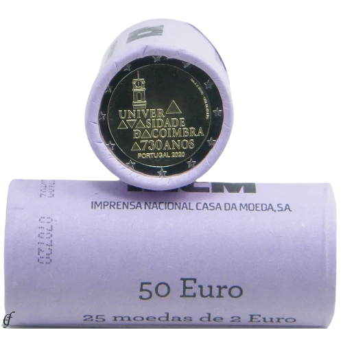 Moneda de 2 Euros Conmemorativos de Portugal 2020 - Universidad de Coimbra - Rollo - Foto 1