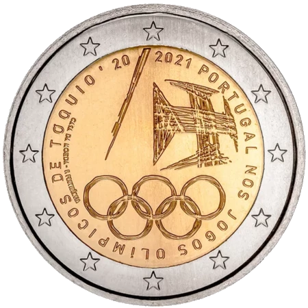 Moneda de 2 Euros Conmemorativos de Portugal 2021 - Equipo Portugués en los Juegos Olímpicos de Tokio 2020