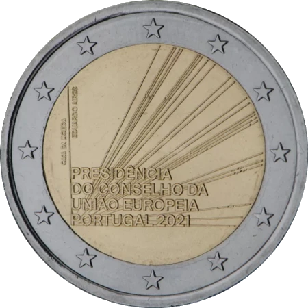 Moneda de 2 Euros Conmemorativos de Portugal 2021 - Presidencia Portuguesa del Consejo de la Unión Europea