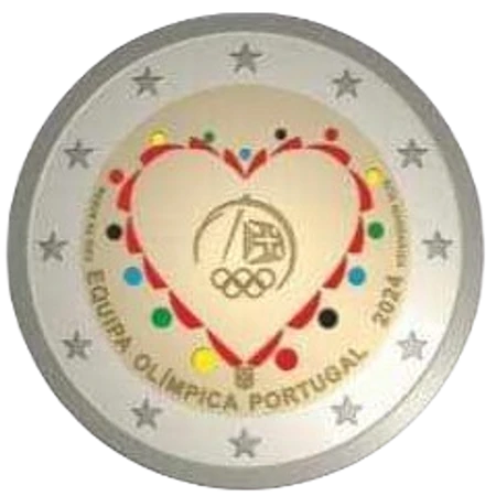 Moneda de 2 Euros Conmemorativos de Portugal 2024 - Equipo Portugués en los Juegos Olímpicos de París 2024 - Variante a Color