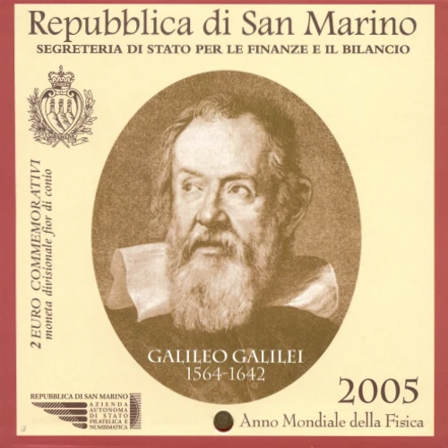 Moneda de 2 Euros Conmemorativos de San Marino 2005 - Año Mundial de la Física - Cartera Flor de Cuño - Foto 1