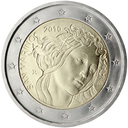 Moneda de 2 Euros Conmemorativos de San Marino 2010 - Sandro Botticelli