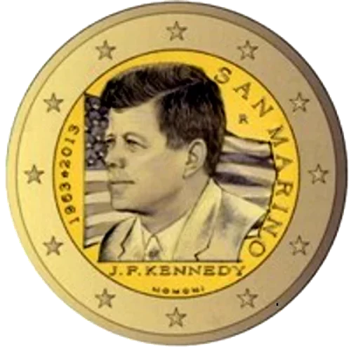 Moneda de 2 Euros Conmemorativos de San Marino 2013 - John Fitzgerald Kennedy - Boceto Rechazado