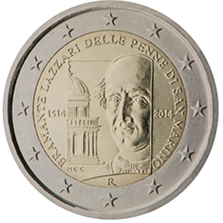 Moneda de 2 Euros Conmemorativos de San Marino 2014 - Donato Bramante