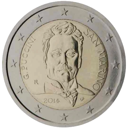Moneda de 2 Euros Conmemorativos de San Marino 2014 - Giacomo Puccini