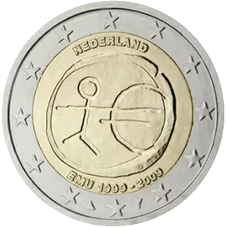 Moneda de 2 Euros Conmemorativos de los Países Bajos 2009 - Unión Económica y Monetaria