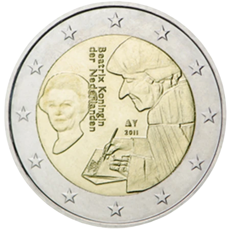 Moneda de 2 Euros Conmemorativos de los Países Bajos 2011 - Elogio de la Locura de Erasmo de Rotterdam