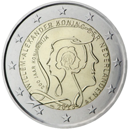 Moneda de 2 Euros Conmemorativos de los Países Bajos 2013 - 200 Aniversario del Reino de los Países Bajos