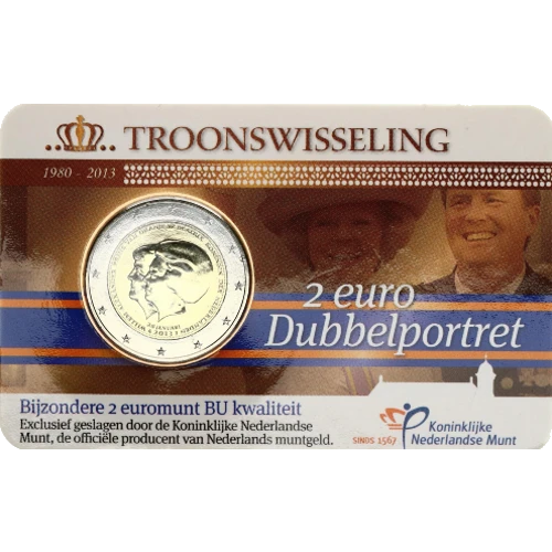 Moneda de 2 Euros Conmemorativos de los Países Bajos 2013 - Abdicación de la Reina Beatriz - Coincard Flor de Cuño - Foto 1