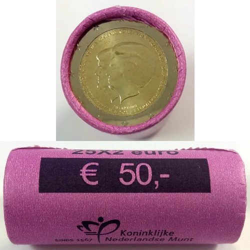 Moneda de 2 Euros Conmemorativos de los Países Bajos 2013 - Abdicación de la Reina Beatriz - Rollo - Foto 1